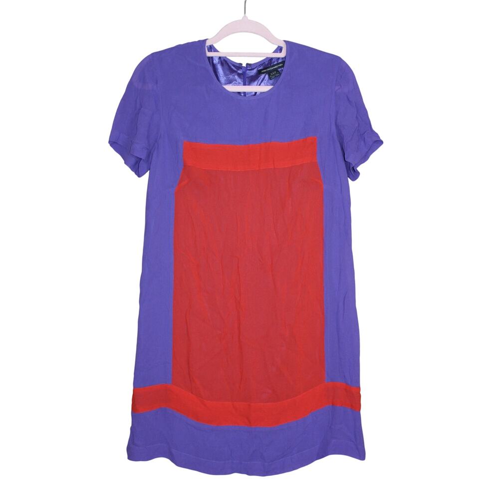 French Connection Purple Red Baby Doll Short Sleeves A-line Shift Mini Dress